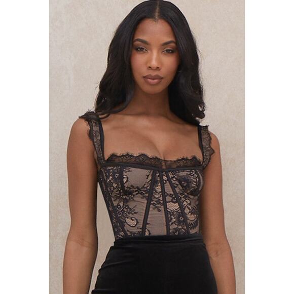 House of CB Emilie Lace Corset Bodysuit - M Black - Picture 1 of 8
